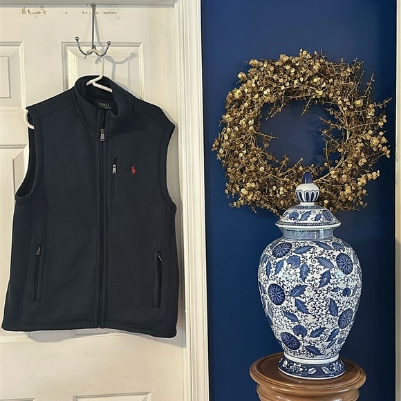 Men’s Polo Ralph Lauren Blue Brushed Fleece Full-Zip Vest Size Medium - Picture 1 of 7